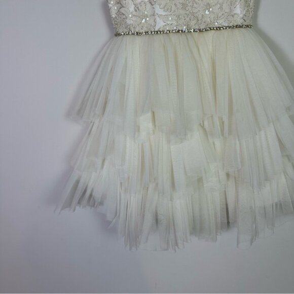 American Princess Floral Stitch Tiered Tulle Rhinestone Girls Dress Size 6 - Picture 3 of 12